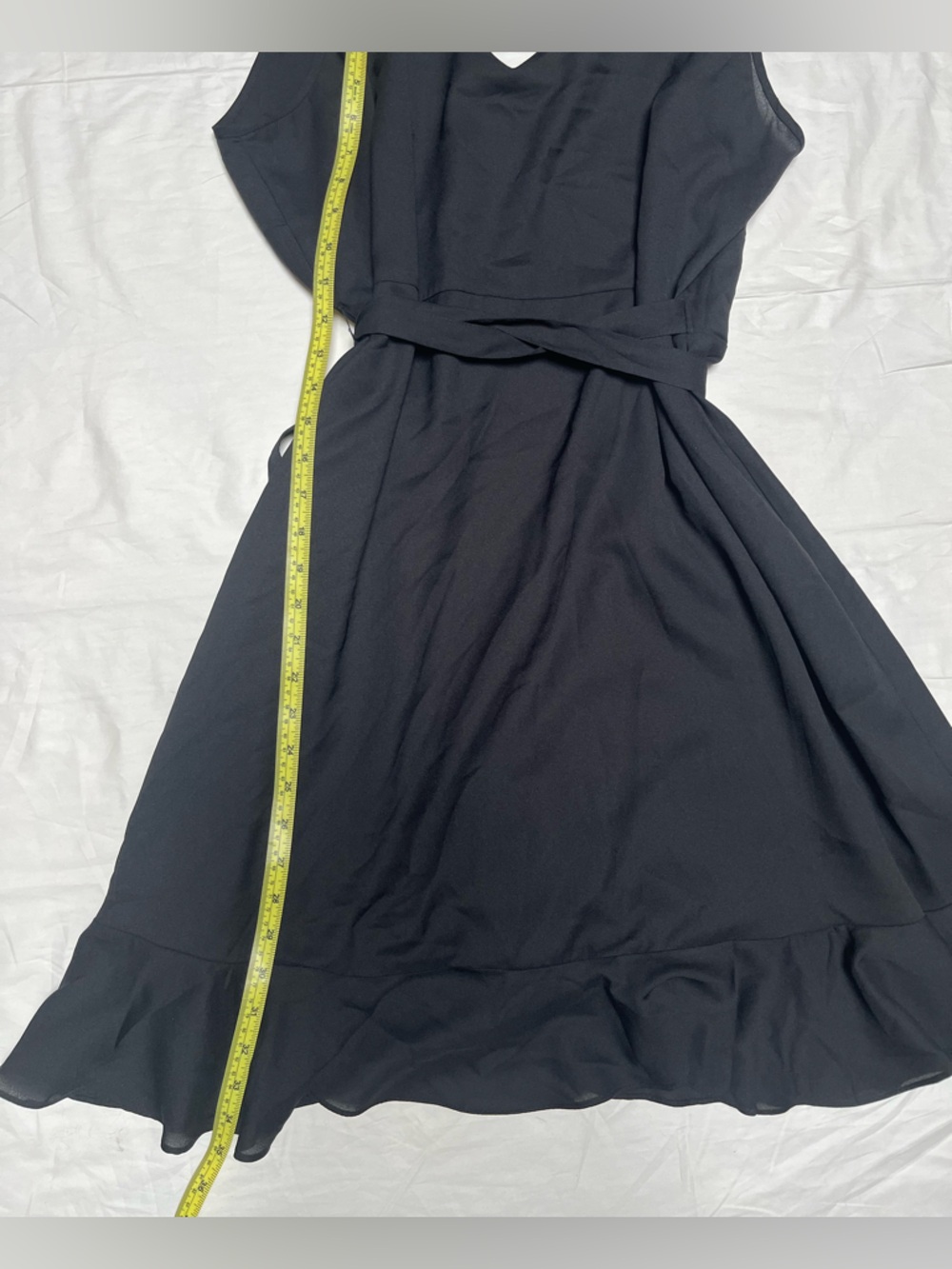 ASOS Black spaghetti strap ruffled wrap mini dress - Picture 3 of 6